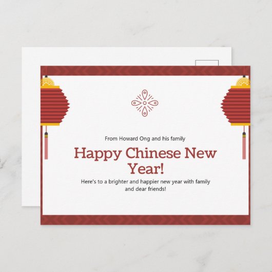 Pas het Happy Chinees Briefkaart van het Ontwerp v (Voorkant / Achterkant)