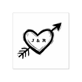 Pas het Hart van Initialen met de Blik van Linocut Rubberstempel