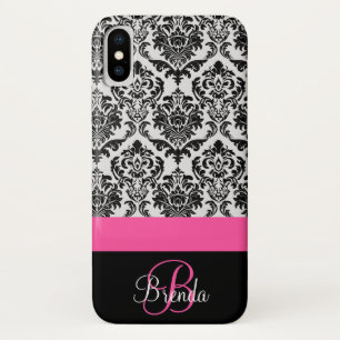 Pas het Hot Pink Black Damask-patroon aan Case-Mate iPhone Case