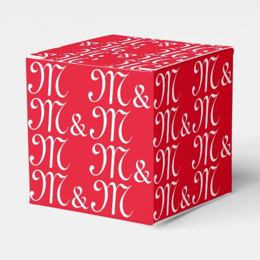 Pas het Initiaal-monogram rood cadeau van ons paar Bedankdoosjes (Voorkant Zijde)