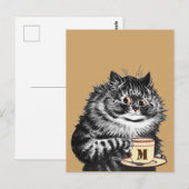 Pas het Initiaal van de Mok aan, Louis Wain Briefkaart (Voorkant / Achterkant)