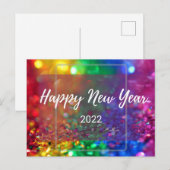 Pas het jaarlijkse kleurrijke, gelukkige nieuwjaar briefkaart (Voorkant / Achterkant)