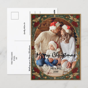 Pas het Kerst lijst aan met uw foto Briefkaart