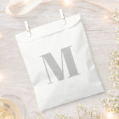 Pas het lichte grijze witte monogram initiaal aan bedankzakje (Geknipt)