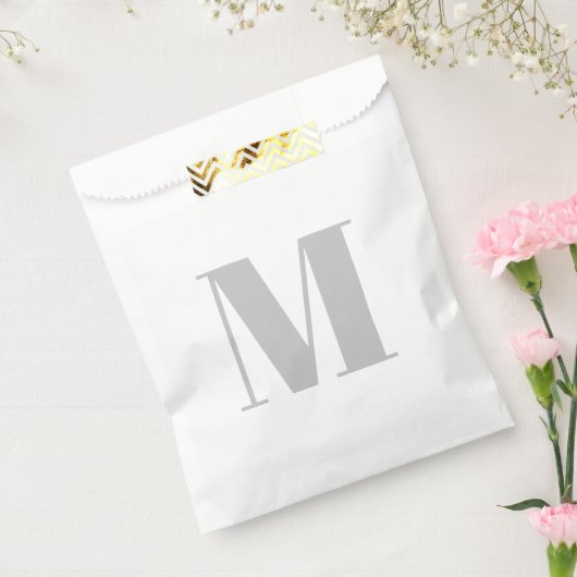 Pas het lichte grijze witte monogram initiaal aan bedankzakje (Gezegeld)