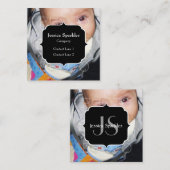 Pas het met Uw foto en Monogram aan Vierkante Visitekaartje (Voorkant / Achterkant)