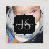 Pas het met Uw foto en Monogram aan Vierkante Visitekaartje (Achterkant)