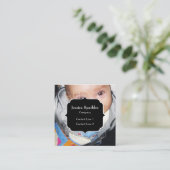 Pas het met Uw foto en Monogram aan Vierkante Visitekaartje (Staand voorkant)