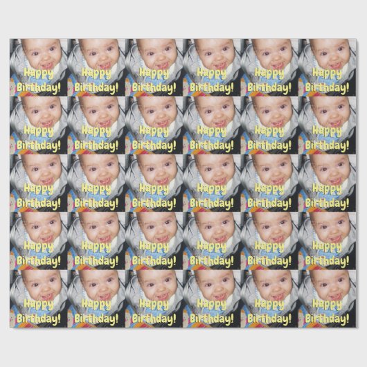 Pas het met Uw foto Happy Birthday aan Cadeaupapier (Vlak)