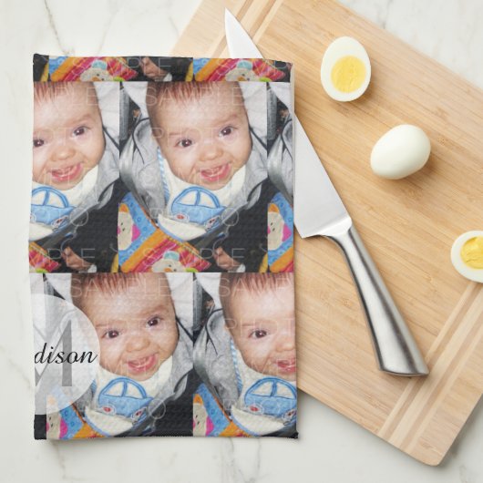 Pas het met Uw Monogram van het fotopatroon aan Theedoek (Quarter Fold)