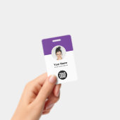 Pas het moderne personeelskaart met paarse QR-code Badge (Handheld)