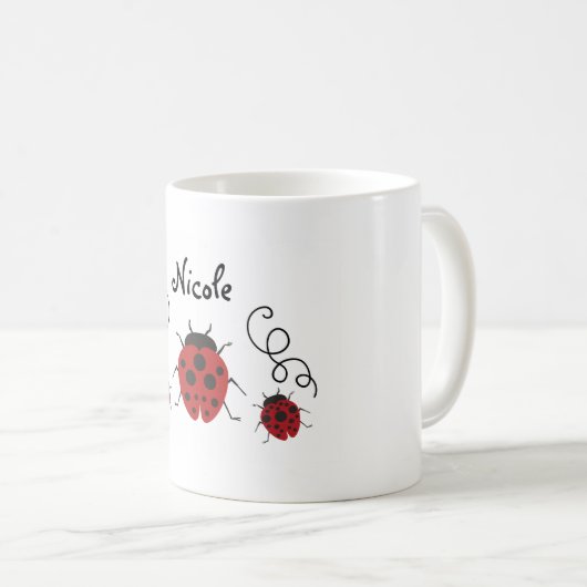 Pas het Moderne Rode Ladybug aan Koffiemok (Voorkant rechts)