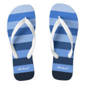 Pas het Monochrome Blauwe Stripes Patroon van de N Teenslippers (Voetbed)