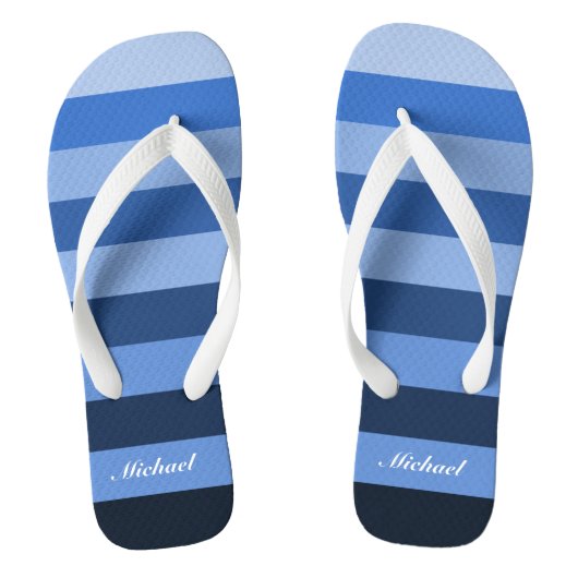Pas het Monochrome Blauwe Stripes Patroon van de N Teenslippers (Voetbed)