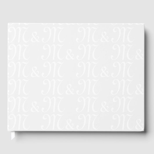 Pas het monogram witte Initialen van ons paar aan Gastenboek (Voorkant)