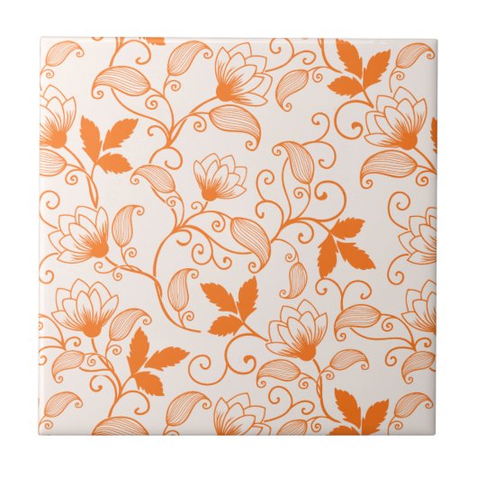 Pas het Oranje Floral Pattern aan. Tegeltje (Voorkant)
