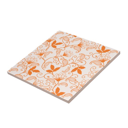 Pas het Oranje Floral Pattern aan. Tegeltje (Zijkant)
