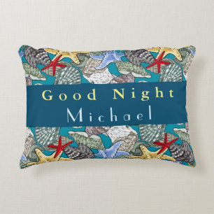 Pas het Patroon Good Night van Shell van het Zee v Accent Kussen