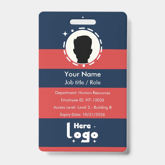 Pas het personeels-ID van de onderneming aan Badge (Voorzijde)