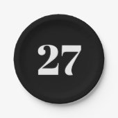 Pas het witte-letternummer met Initiaal aan zwart Papieren Bordje (Voorkant)