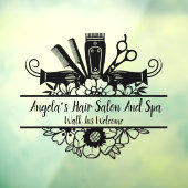 Pas het Zwarte Kapsalon en Spa aan Raamsticker (Vel 3)