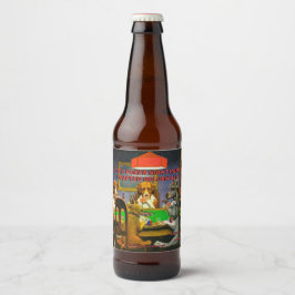 Pas Honden die Poker Spelen Thuis Gemaakt Gedetail Bier Etiket