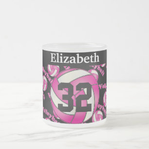 Pas Hot Pink Volleyball aan Matglas Koffiemok