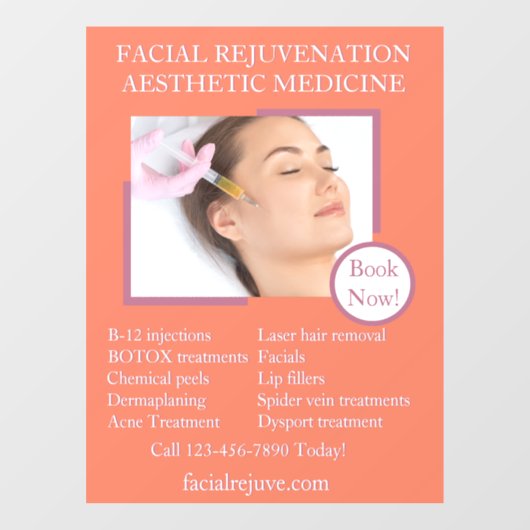 Pas Huidbehandeling Botox Facials Gedetailleerd aa Raamsticker (Vel)