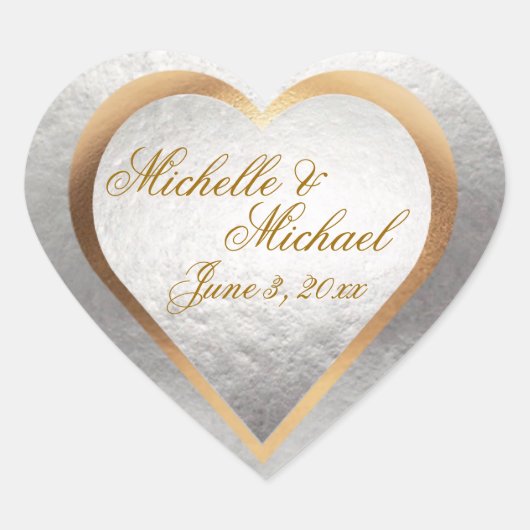 Pas huwelijksuitnodiging Goud Zilver Hart aan Hart Sticker (Voorkant)