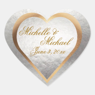 Pas huwelijksuitnodiging Goud Zilver Hart aan Hart Sticker