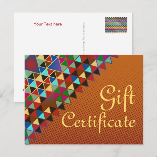 Pas je cadeaubon aan met tekst en achtergrondinfor briefkaart (Voorkant / Achterkant)