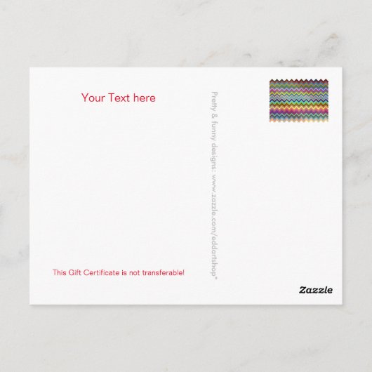 Pas je cadeaubon aan met tekst en achtergrondinfor briefkaart (Achterkant)