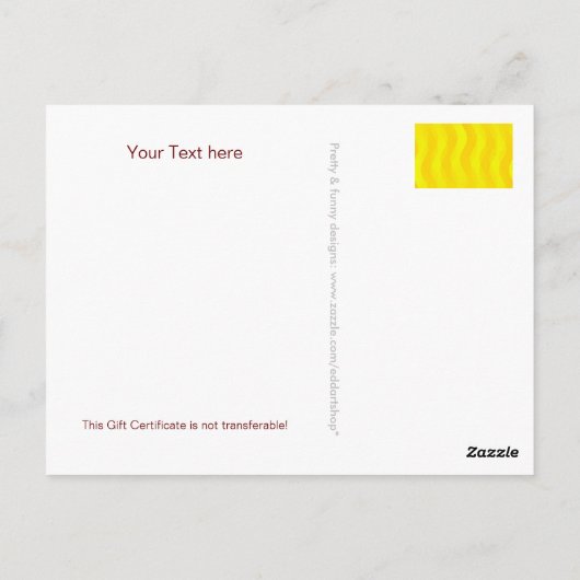 Pas je cadeaubon aan met tekst en achtergrondinfor briefkaart (Achterkant)