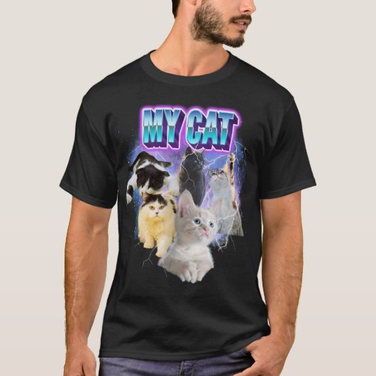 Pas je eigen Cat Bootleg 90's Style Photo T-shirt (Voorkant)