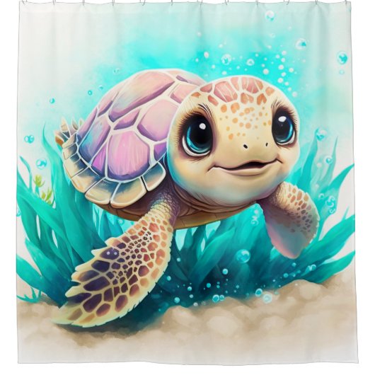 Pas je eigen douchegordijn aan met Zeeen schildpad (Voorkant)