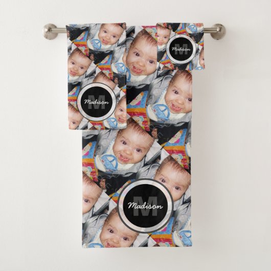 Pas je eigen foto patroon Monogram aan Bad Handdoek (Insitu)