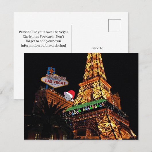 Pas je eigen kerstBriefkaart in Las Vegas aan Briefkaart (Voorkant / Achterkant)