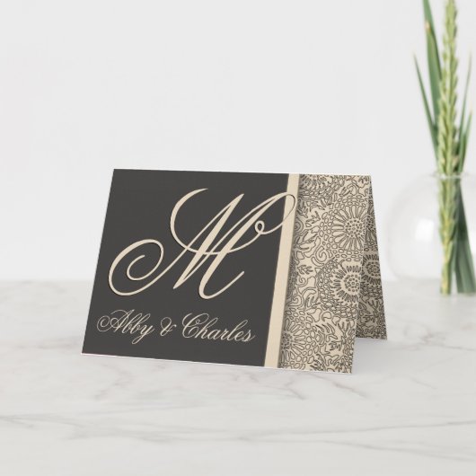 Pas je eigen monogram bruiloft aan notitiekaartje (Voorkant)