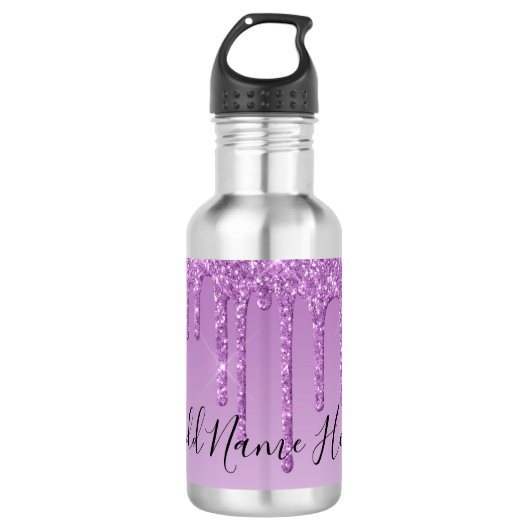 Pas je eigen paarse glitter aan waterfles (Voorkant)