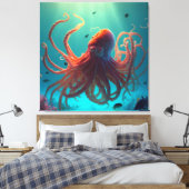 Pas je eigen realistische fantasie oceaan octopus  canvas afdruk (Insitu (Slaapkamer))
