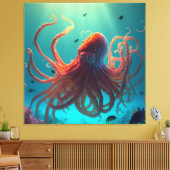 Pas je eigen realistische fantasie oceaan octopus  canvas afdruk (Insitu (Woonkamer))