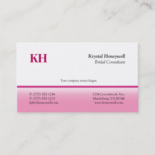 Pas je eigen roze aan visitekaartje (Voorkant)