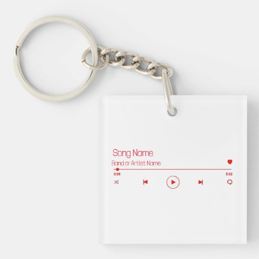 Pas je favoriete muziek aan sleutelhanger (voorkant)