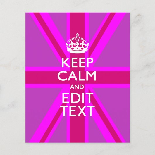Pas je Keep Calm bewerkte tekst aan op roze Union  Flyer (Voorkant)