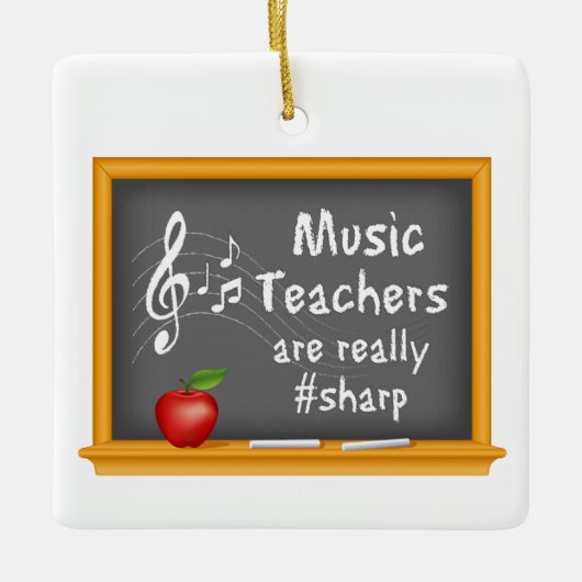 Pas je muziekdocenten aan keramisch ornament (Voorkant)