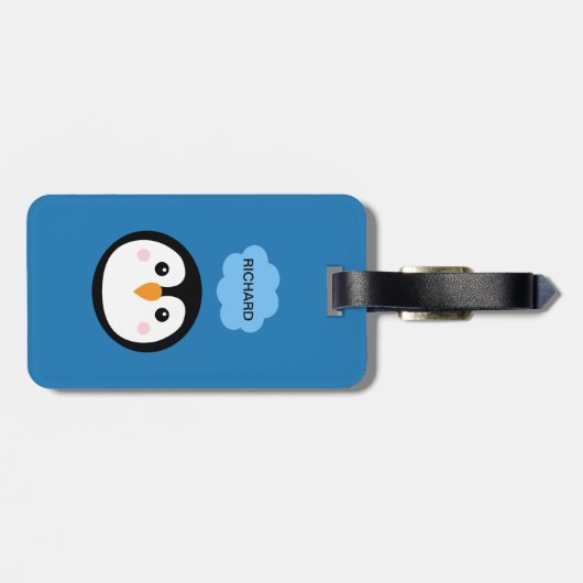 Pas je pinguïn bagagelabel aan. Typ uw naam. (Achterkant horizontaal)