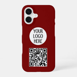 Pas je QR-code bedrijfslogo Donkerrood aan iPhone 16 Hoesje