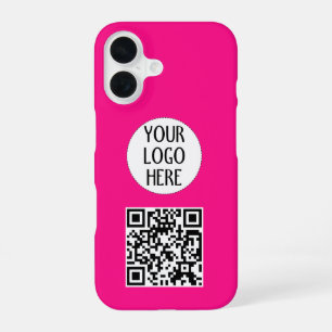Pas je QR-code bedrijfslogo Hot pink aan iPhone 16 Hoesje