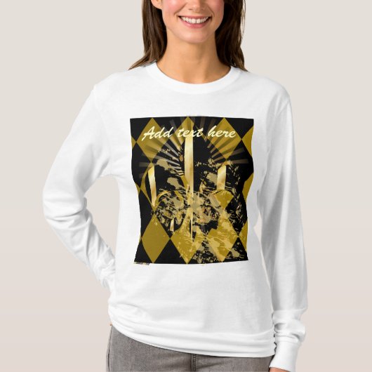 Pas je tekst aan, fleur de lis t-shirt (Voorkant)