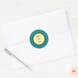 Pas je tekst aan Theemozaïek met ruitpatroon Ronde Sticker